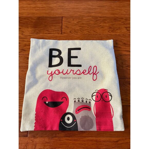 Cartoon Dog and “Be Yourself” Monster Pillow Covers 16”X16” 2 Pillow Cases - Picture 6 of 9